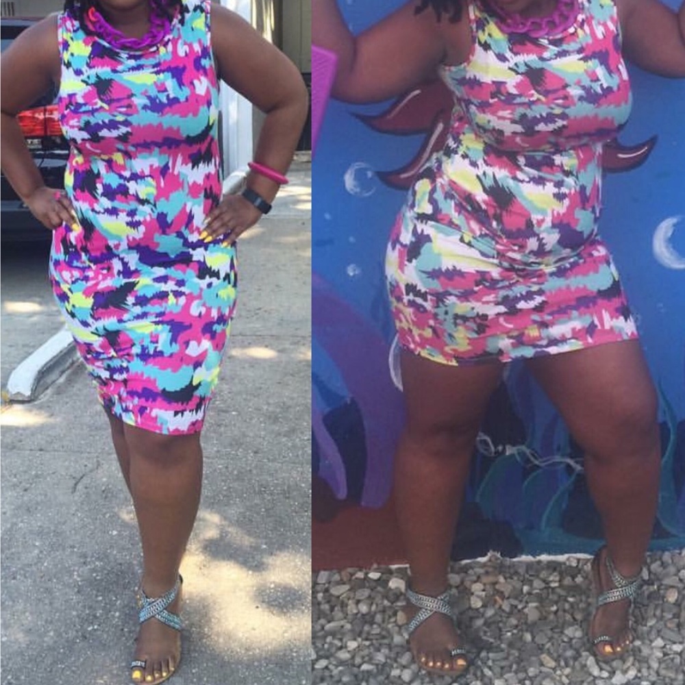 Multicolor midi bodycon dress